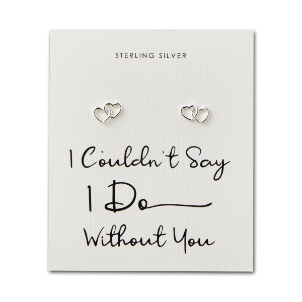 Sterling Silver I Couldn't Say I Do Without You Heart Link Earrings