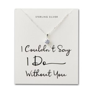 Sterling Silver I Couldn't Say I Do Without You Solitaire Crystal Necklace