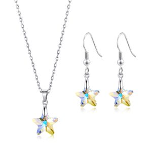 Sterling Silver Aurora Borealis Star Set Created with Zircondia® Crystals