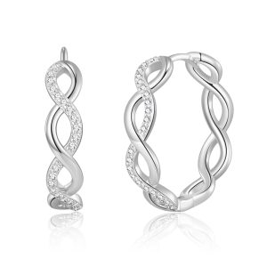 Silver Plated Infinity Hoop Earrings Created with Zircondia® Crystals