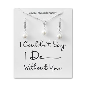 Silver Plated I Couldn't Say I Do Without You Pearl Drop Set Created with Zircondia® Crystals