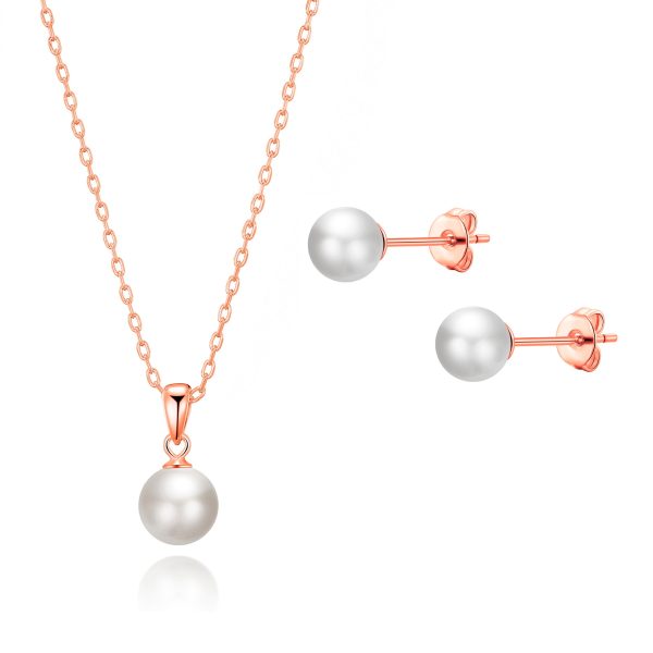 Rose Gold Plated Shell Pearl Set