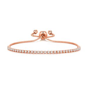 Rose Gold Plated 2mm Adjustable Tennis Bracelet Created with Zircondia® Crystals