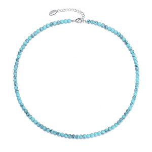 Synthetic Turquoise Mini Beaded Gemstone Necklace