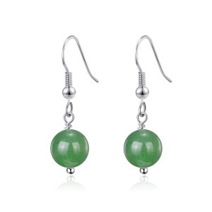 Green Aventurine Gemstone Round Drop Earrings