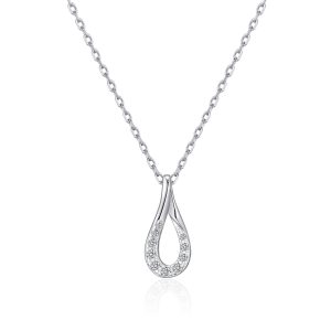 Sterling Silver Teardrop Twist Necklace Created with Zircondia® Crystals