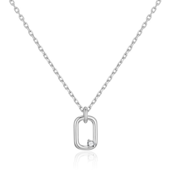 Silver Plated Paperclip Necklace Created with Zircondia® Crystals