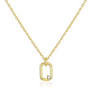 Gold Plated Paperclip Necklace Created with Zircondia® Crystals