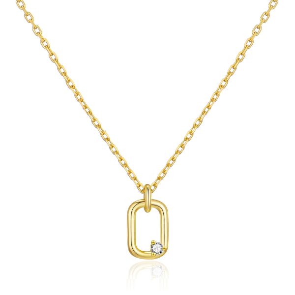 Gold Plated Paperclip Necklace Created with Zircondia® Crystals