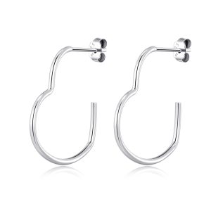 Sterling Silver Heart Hoop Earrings with Butterfly Backs