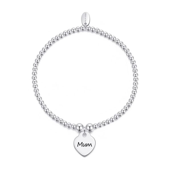 Mum Heart Charm Beaded Stretch Bracelet