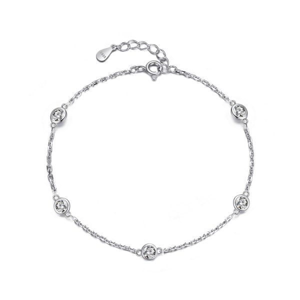 Sterling Silver 5 Stone Bracelet Created with Zircondia® Crystals