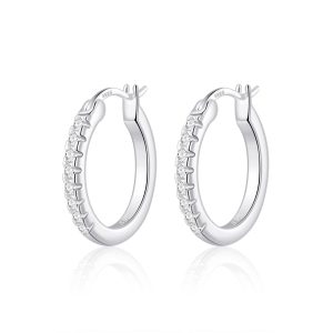 Sterling Silver Crystal Hoop Earrings Created with Zircondia® Crystals