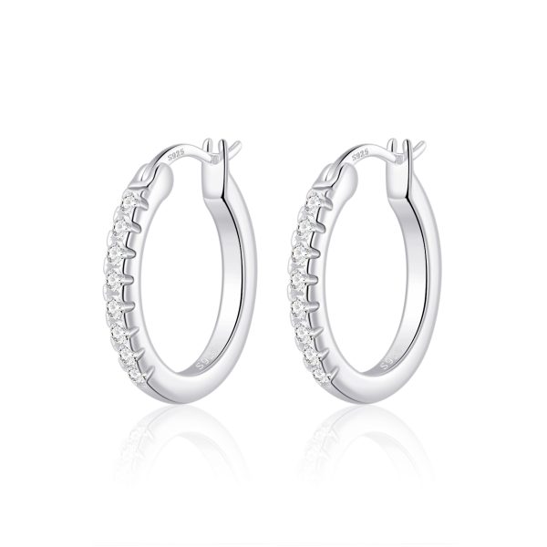 Sterling Silver Crystal Hoop Earrings Created with Zircondia® Crystals