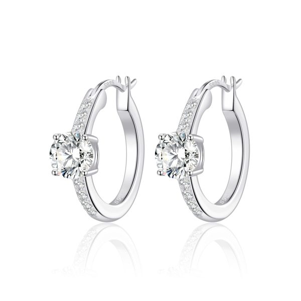 Sterling Silver Solitaire Hoop Earrings Created with Zircondia® Crystals