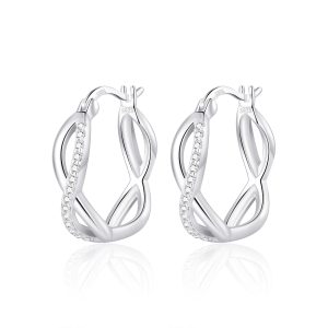 Sterling Silver Infinity Crystal Hoop Earrings Created with Zircondia® Crystals