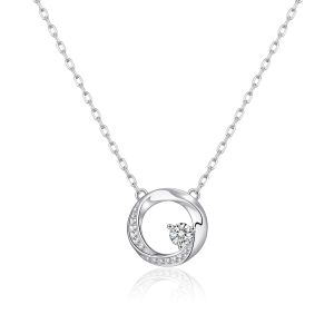 Sterling Silver Twisted Circle Necklace Created with Zircondia® Crystals