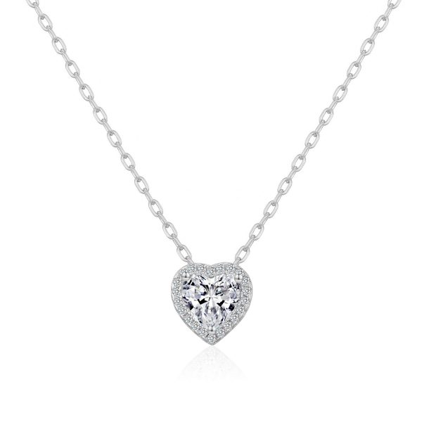 Silver Plated Heart Halo Necklace Created with Zircondia® Crystals