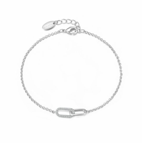 Silver Plated Paperclip Link Bracelet Created with Zircondia® Crystals