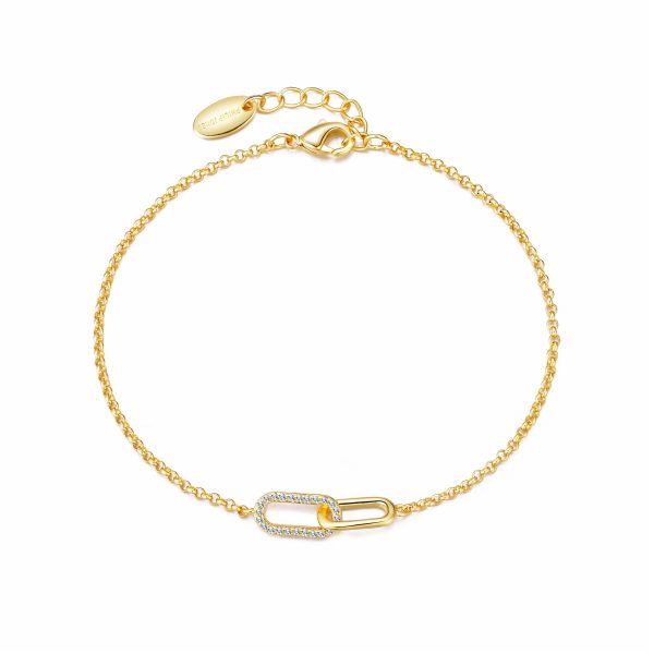 Gold Plated Paperclip Link Bracelet Created with Zircondia® Crystals