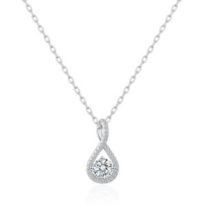 Silver Plated Solitaire Twist Necklace Created with Zircondia® Crystals