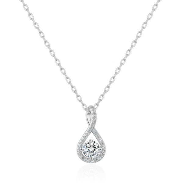 Silver Plated Solitaire Twist Necklace Created with Zircondia® Crystals