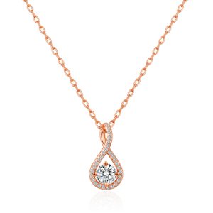 Rose Gold Plated Solitaire Twist Necklace Created with Zircondia® Crystals