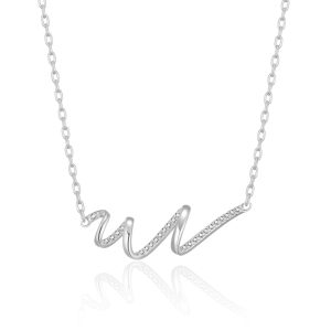 Silver Plated Spiral Necklace Created with Zircondia® Crystals