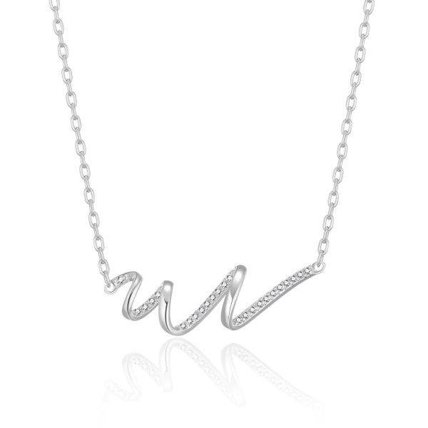 Silver Plated Spiral Necklace Created with Zircondia® Crystals