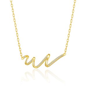 Gold Plated Spiral Necklace Created with Zircondia® Crystals