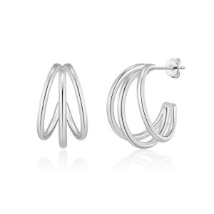 Silver Plated Triple Hoop Earrings