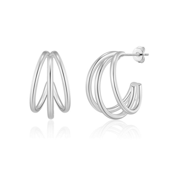 Silver Plated Triple Hoop Earrings