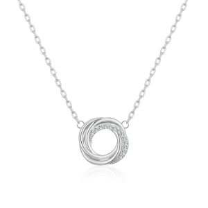 Silver Plated Circle Knot Necklace Created with Zircondia® Crystals