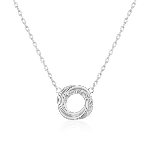 Silver Plated Circle Knot Necklace Created with Zircondia® Crystals