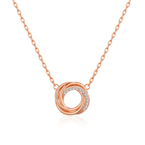 Rose Gold Plated Circle Knot Necklace Created with Zircondia® Crystals