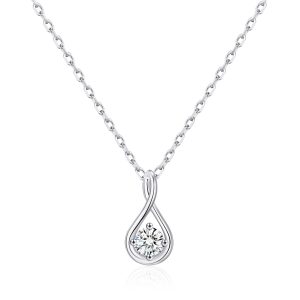 Sterling Silver Teardrop Twist Necklace Created with Zircondia® Crystals