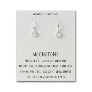 Moonstone Drop Earrings with Quote Card