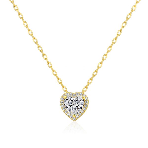 Gold Plated Heart Halo Necklace Created with Zircondia® Crystals