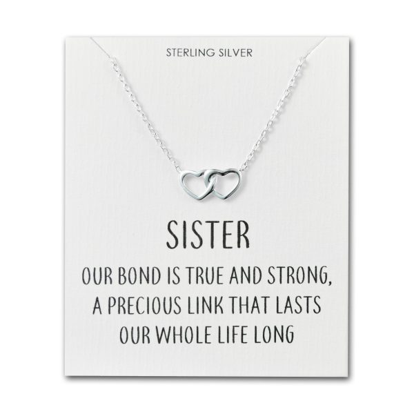 Sterling Silver Sister Quote Heart Link Necklace