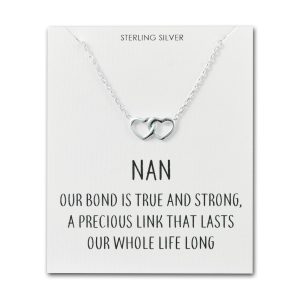 Sterling Silver Nan Quote Heart Link Necklace