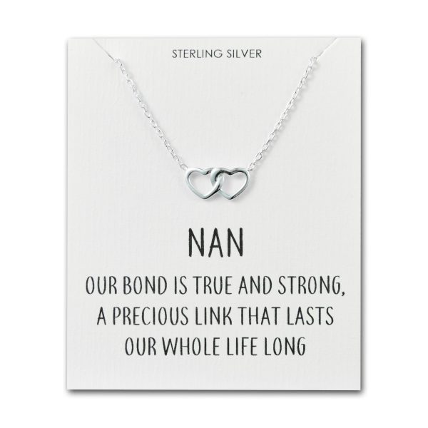 Sterling Silver Nan Quote Heart Link Necklace