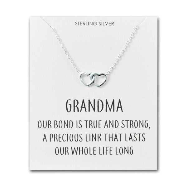 Sterling Silver Grandma Quote Heart Link Necklace