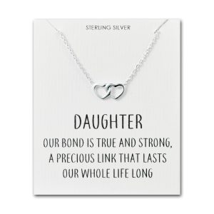 Sterling Silver Daughter Quote Heart Link Necklace