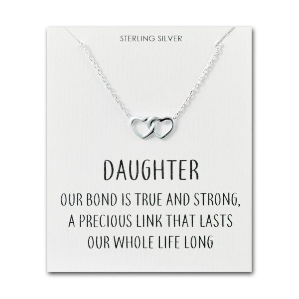 Sterling Silver Daughter Quote Heart Link Necklace