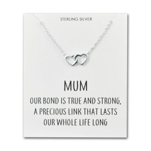 Sterling Silver Mum Quote Heart Link Necklace