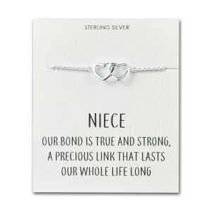 Sterling Silver Niece Quote Heart Link Bracelet