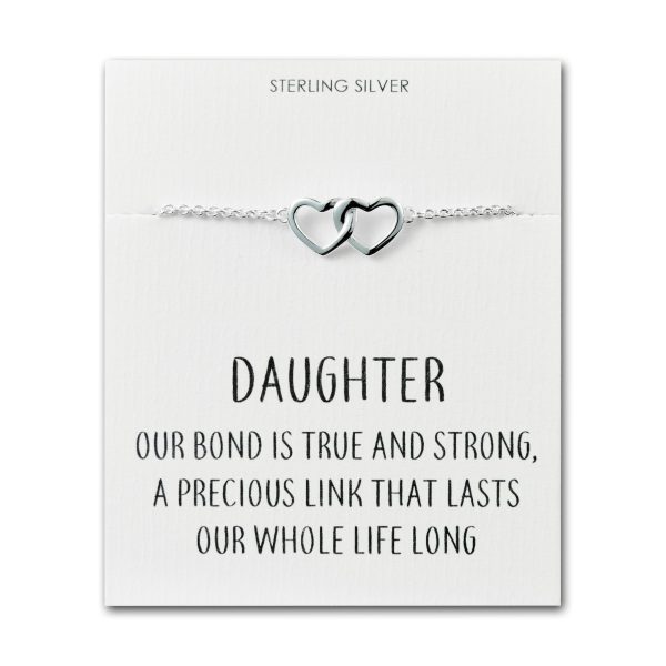 Sterling Silver Daughter Quote Heart Link Bracelet