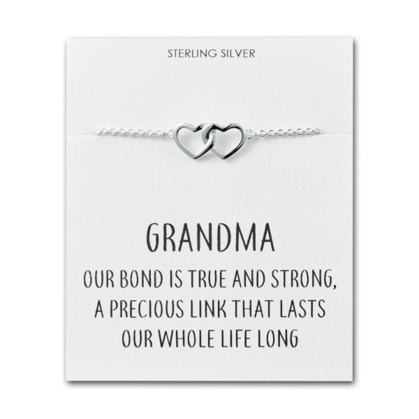 Sterling Silver Grandma Quote Heart Link Bracelet