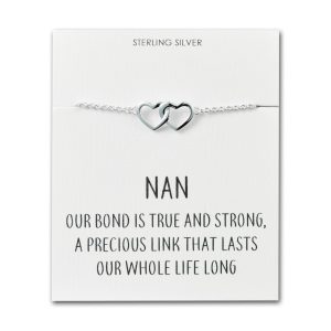 Sterling Silver Nan Quote Heart Link Bracelet