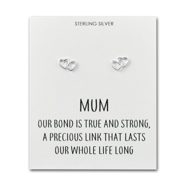 Sterling Silver Mum Quote Heart Link Earrings